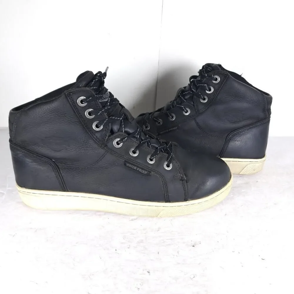 Harley Davidson Men's Midland US9M Black Leather Waterproof Laceup Ankle Boots